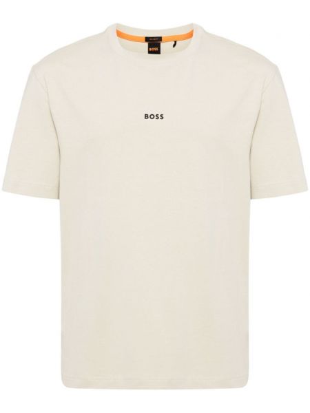Kokvilnas t-krekls ar apdruku Boss bēšs