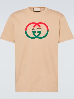 Camiseta de algodón de tela jersey Gucci marrón
