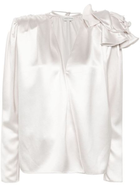 Svilena bluza s cvetličnim vzorcem Magda Butrym bela