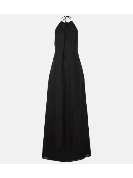 Vestido con cuello halter de lino Nili Lotan negro