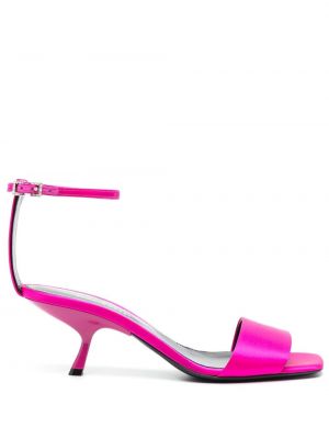 Saténové sandály na podpatku Sergio Rossi růžové