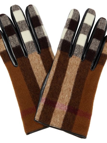 Kockované vlnené rukavice Burberry