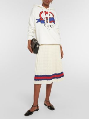 Bavlněná mikina s kapucí jersey Gucci bílá