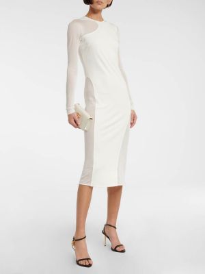 Платье миди из джерси из крепа Tom Ford белое