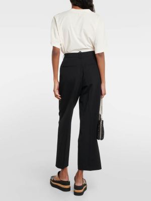 Vlněné rovné kalhoty Stella Mccartney černé