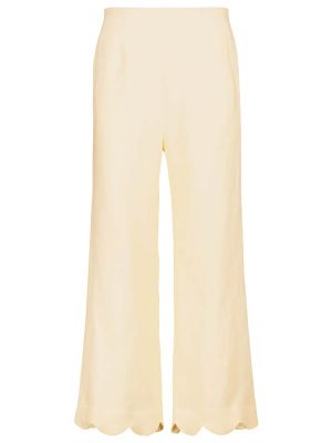 Lniane proste spodnie z wysoką talią Lisa Marie Fernandez żółte