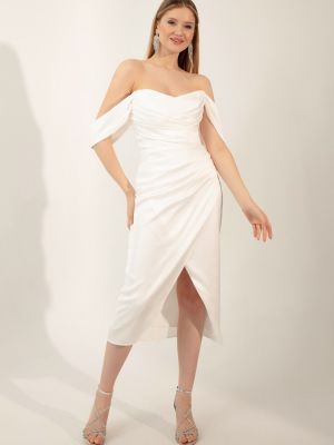 Βραδινό φόρεμα ντραπέ Lafaba λευκό