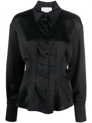 Σατέν μπλούζα με στενή εφαρμογή Genny μαύρο