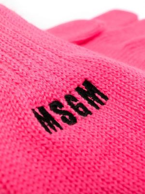 Gants brodeés en tricot Msgm rose