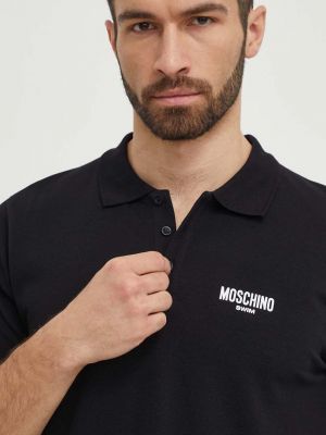 Pamučna polo majica Moschino Underwear crna