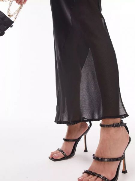 Асимметричная шифоновая длинная юбка Topshop черная