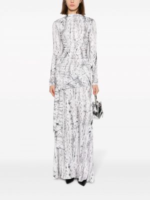 Dlouhé šaty s potiskem s abstraktním vzorem Msgm šedé