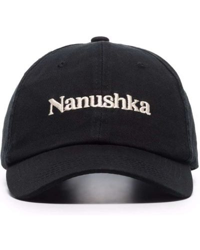 Haftowana czapka z daszkiem Nanushka czarna
