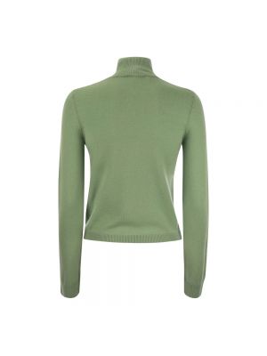 Jersey cuello alto de lana con cuello alto de tela jersey Max Mara verde
