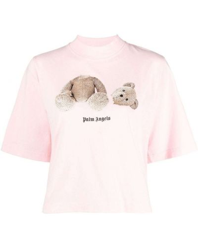 T-krekls ar apdruku Palm Angels rozā