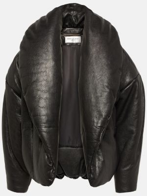 Кожаная куртка-пуховик cassandre Saint Laurent черный