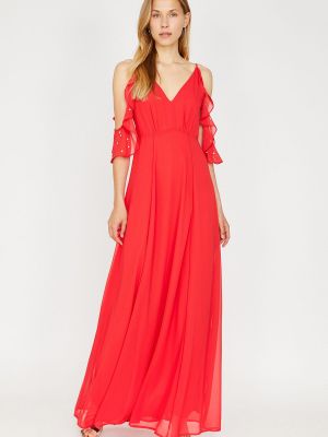Maksi suknelė v formos iškirpte Koton raudona