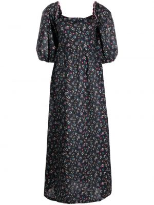 Robe longue en coton à fleurs Anjuna noir