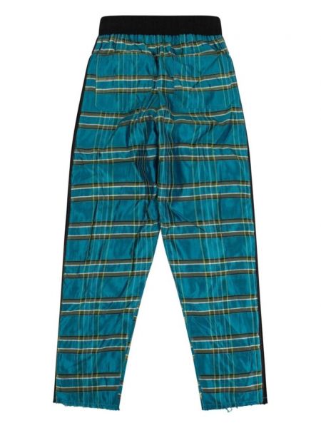 Kostkované hedvábné sportovní kalhoty Amiri modré