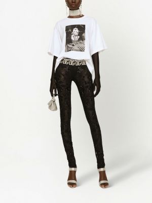 Przezroczyste legginsy z cekinami Dolce And Gabbana czarne