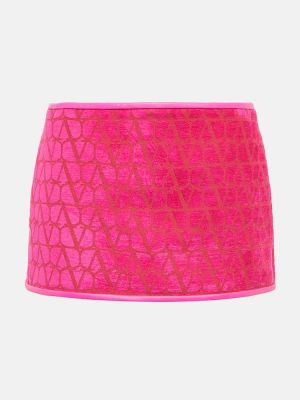 Βελούδινη φούστα mini Valentino ροζ