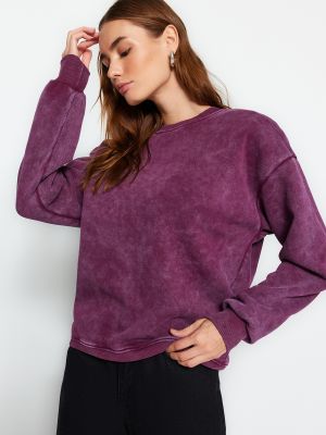 Hanorac din fleece tricotate oversize Trendyol violet