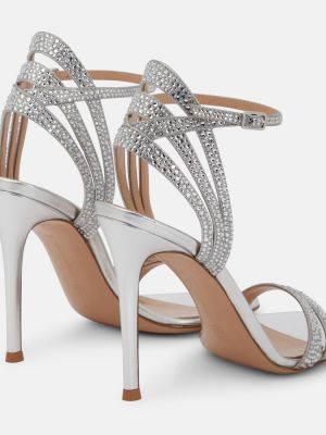 Sandale din piele de cristal Gianvito Rossi argintiu