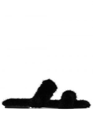 Σκαρπινια με γούνα Saint Laurent μαύρο
