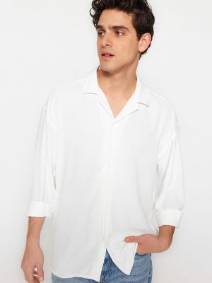 Lanena srajca Trendyol bela