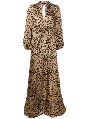 Копринена вечерна рокля с принт с леопардов принт Temperley London