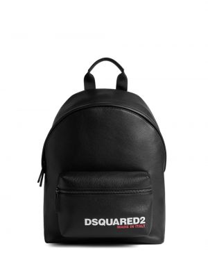 Kožený batoh s potiskem Dsquared2 černý