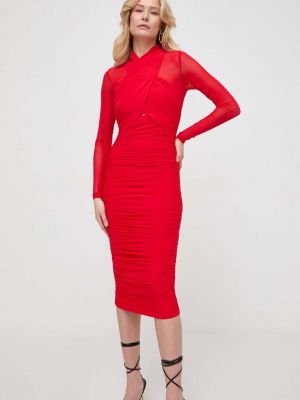 Sukienka mini dopasowana Bardot czerwona