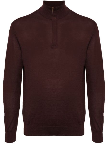 Пуловер с цип N.peal кафяво
