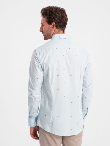 Мрежеста памучна риза slim Ombre