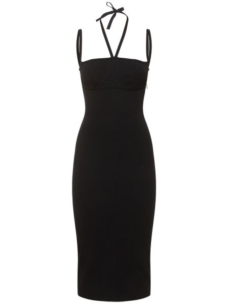 Vestido midi de viscosa de punto Andreadamo negro