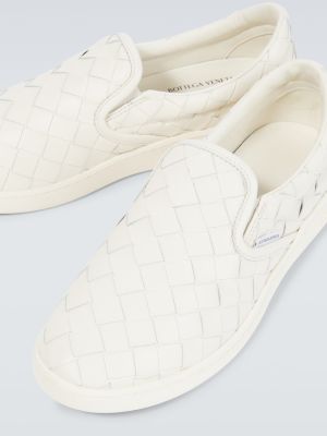 Δερμάτινα sneakers slip-on Bottega Veneta λευκό