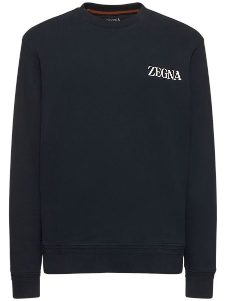 Crewneck sweatshirt i bomull Zegna blå