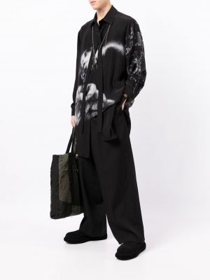Camisa con estampado oversized Yohji Yamamoto negro