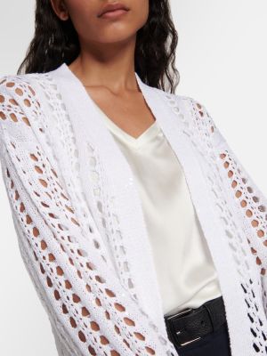 Maglione di lino di seta di cotone Brunello Cucinelli bianco
