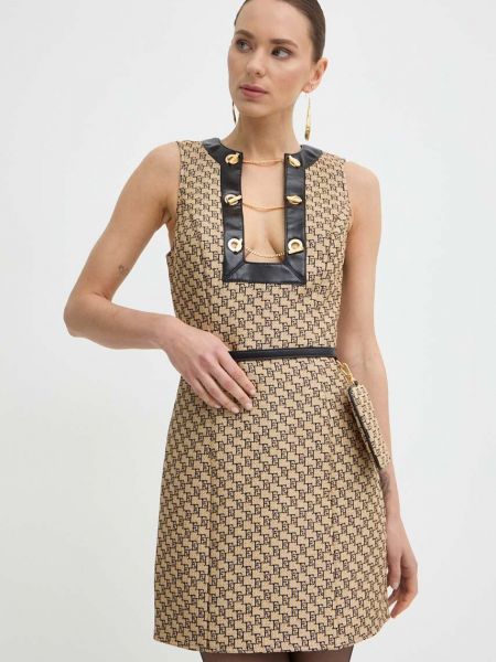 Sukienka mini dopasowana Elisabetta Franchi beżowa