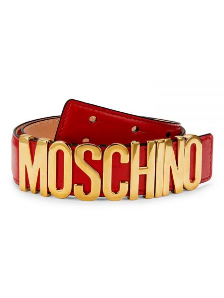 Кожаный ремень с логотипом Moschino Couture! красный