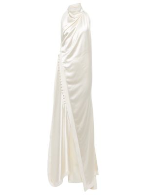 Hedvábné dlouhé šaty Danielle Frankel bílé