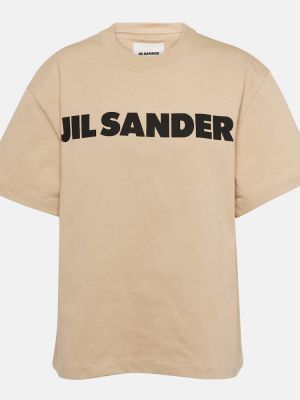 Bombažna majica Jil Sander bež