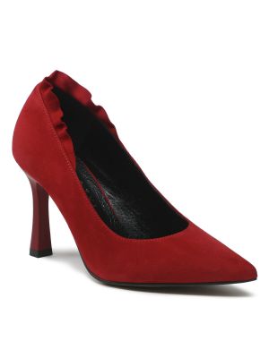 Полуотворени обувки с ток Kotyl червено