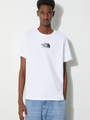 Памучна тениска с дълъг ръкав с принт The North Face бяло