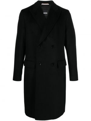 Μάλλινο παλτό Boss μαύρο