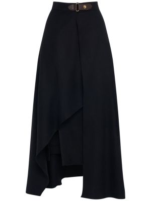 Flanelová kašmírová midi sukňa Loro Piana čierna