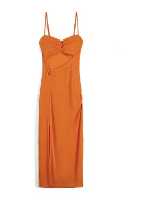 Midi šaty Bershka oranžová
