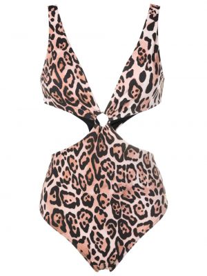 Jednodielne plavky s potlačou s leopardím vzorom Brigitte hnedá