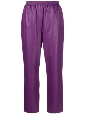 Kožené rovné kalhoty Arma fialové